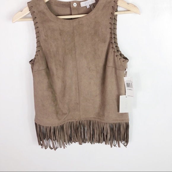 NWT 1. State Faux Suede Fringe Bottom Tank Top - Picture 4 of 8
